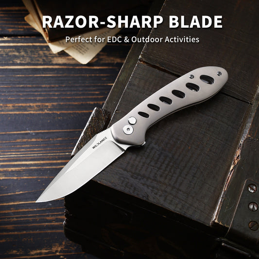 Ti-Flash | Button Lock | D2 Blade & Titanium Handle | TA-03