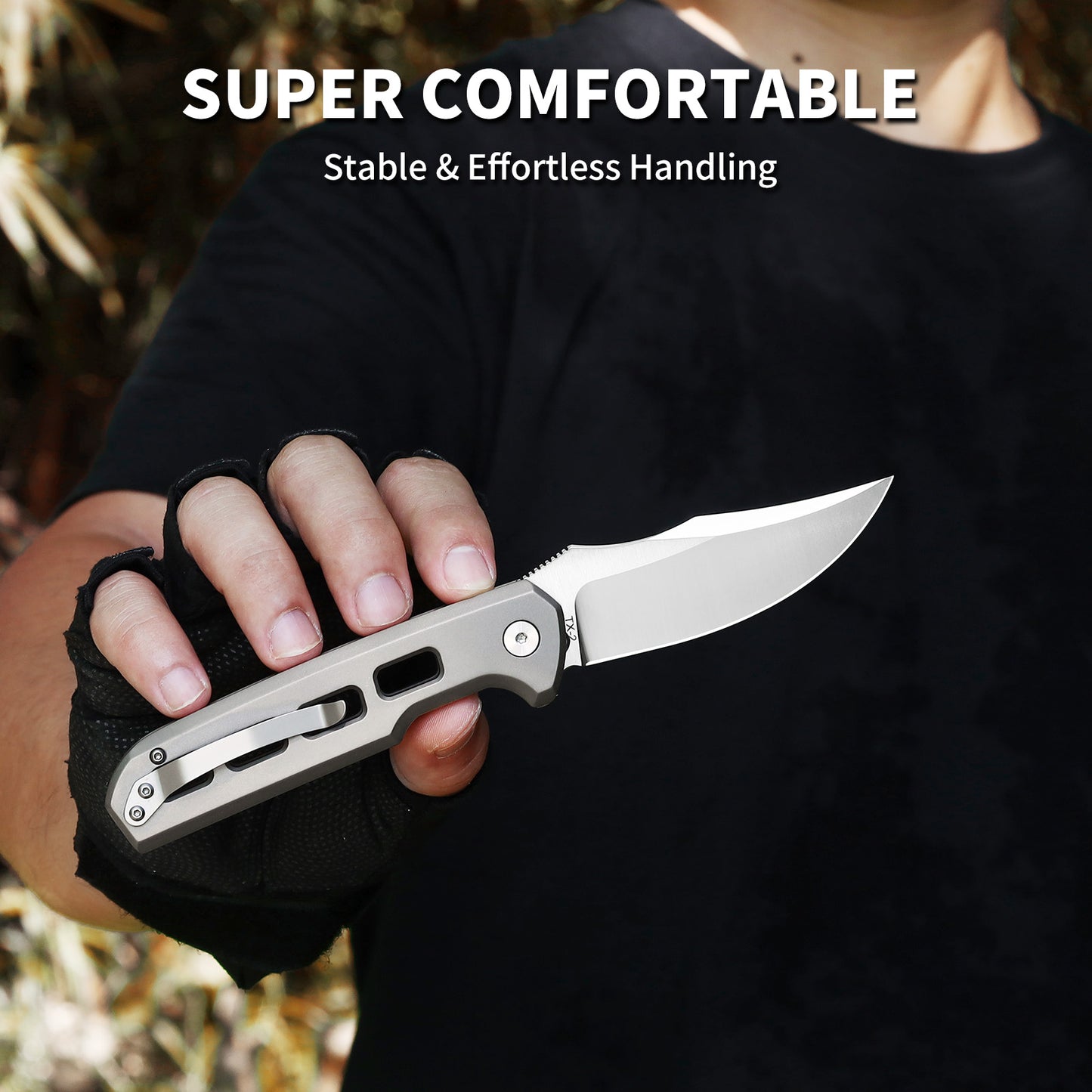 Ti-Tidal | Button Lock | D2 Blade & Titanium Handle | TX-02