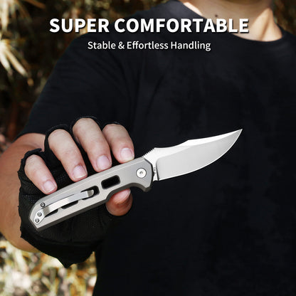 Ti-Tidal | Button Lock | D2 Blade & Titanium Handle | TX-02