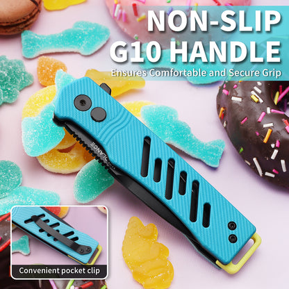 Azul | Button Lock | D2 Blade & Tiffany Blue G10 Handle | AZUL-01