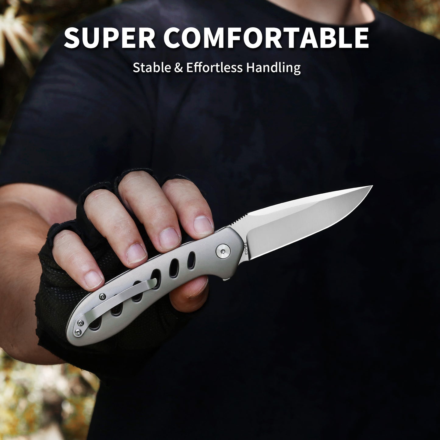 Ti-Flash | Button Lock | D2 Blade & Titanium Handle | TA-03