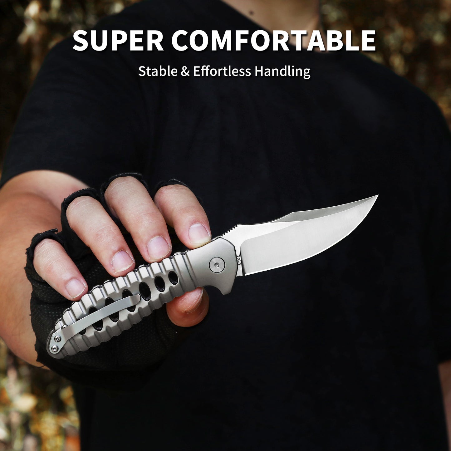 Ti-Swell | Button Lock | D2 Blade & Titanium Handle | TX-01