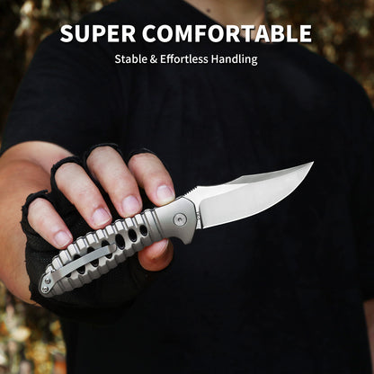 Ti-Swell | Button Lock | D2 Blade & Titanium Handle | TX-01