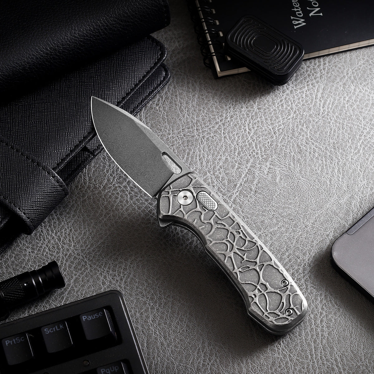Pallas | Top Liner Lock | D2 Blade & Stonewashed Titanium Handle | PA-02