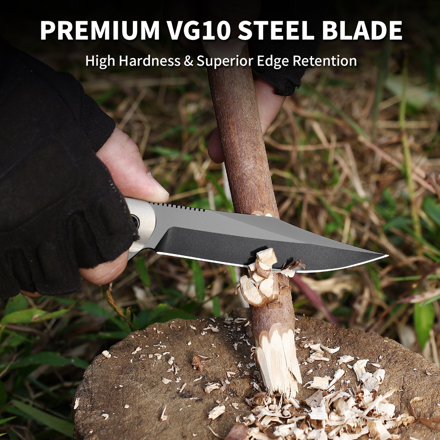 Luneris | VG10 Blade & Titanium Handle | Titanium PVD Finish | TH-01