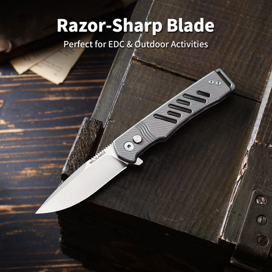 Ti-Crest | Button Lock | D2 Blade & Titanium Handle | TPK-02