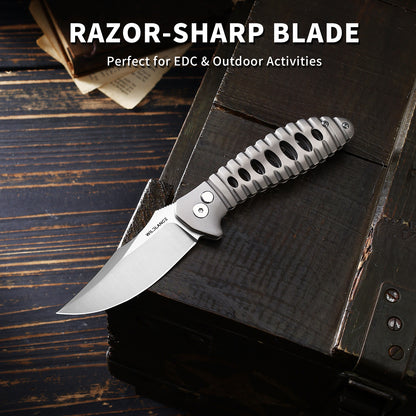 Ti-Swell | Button Lock | D2 Blade & Titanium Handle | TX-01