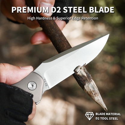Ti-Flash | Button Lock | D2 Blade & Titanium Handle | TA-03