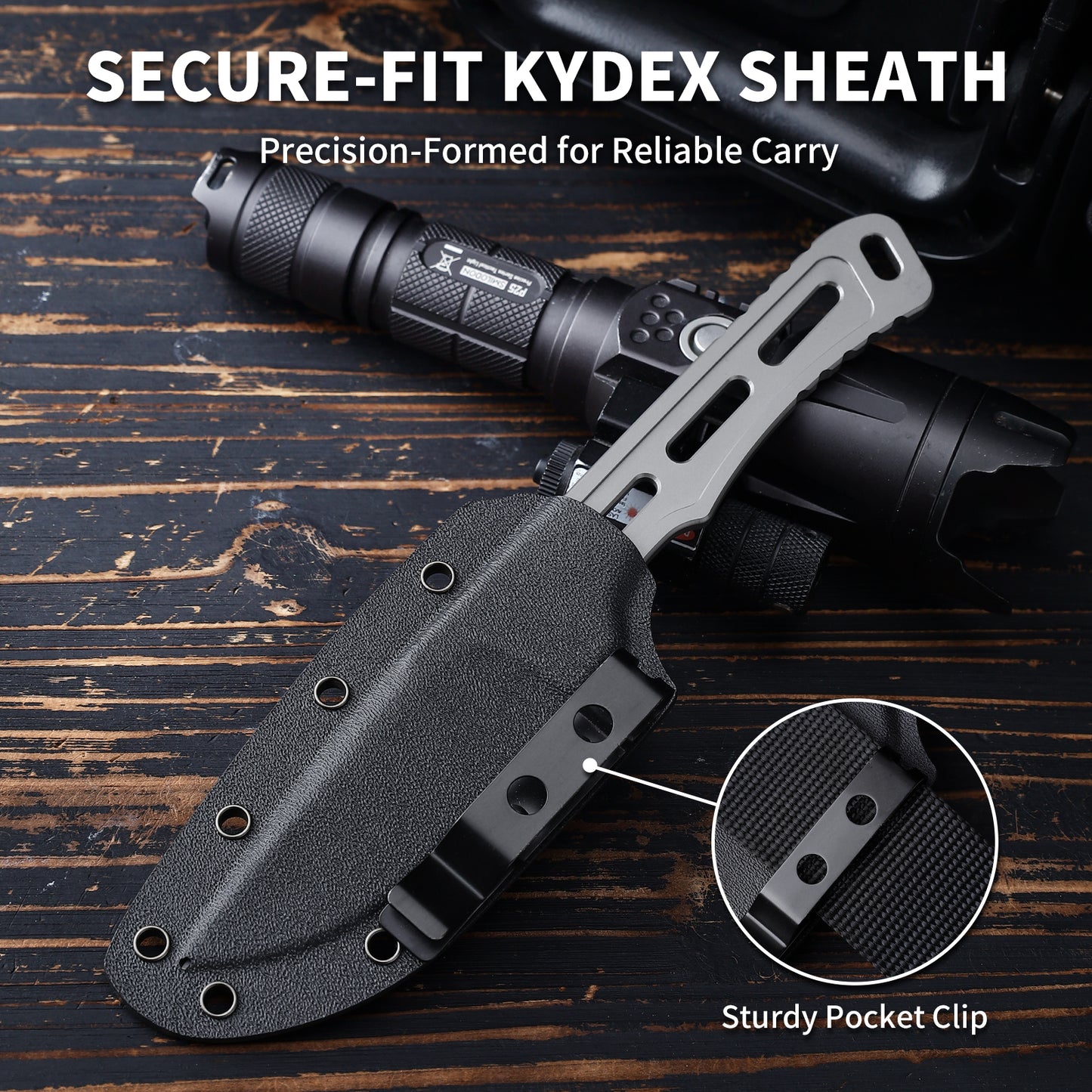 Volaris | Full Tang DC53 Blade | Titanium PVD Finish | Kydex Sheath | BS-01