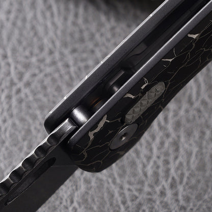 Pallas | Top Liner Lock | D2 Blade & Cracked Ice Titanium Handle | PA-04