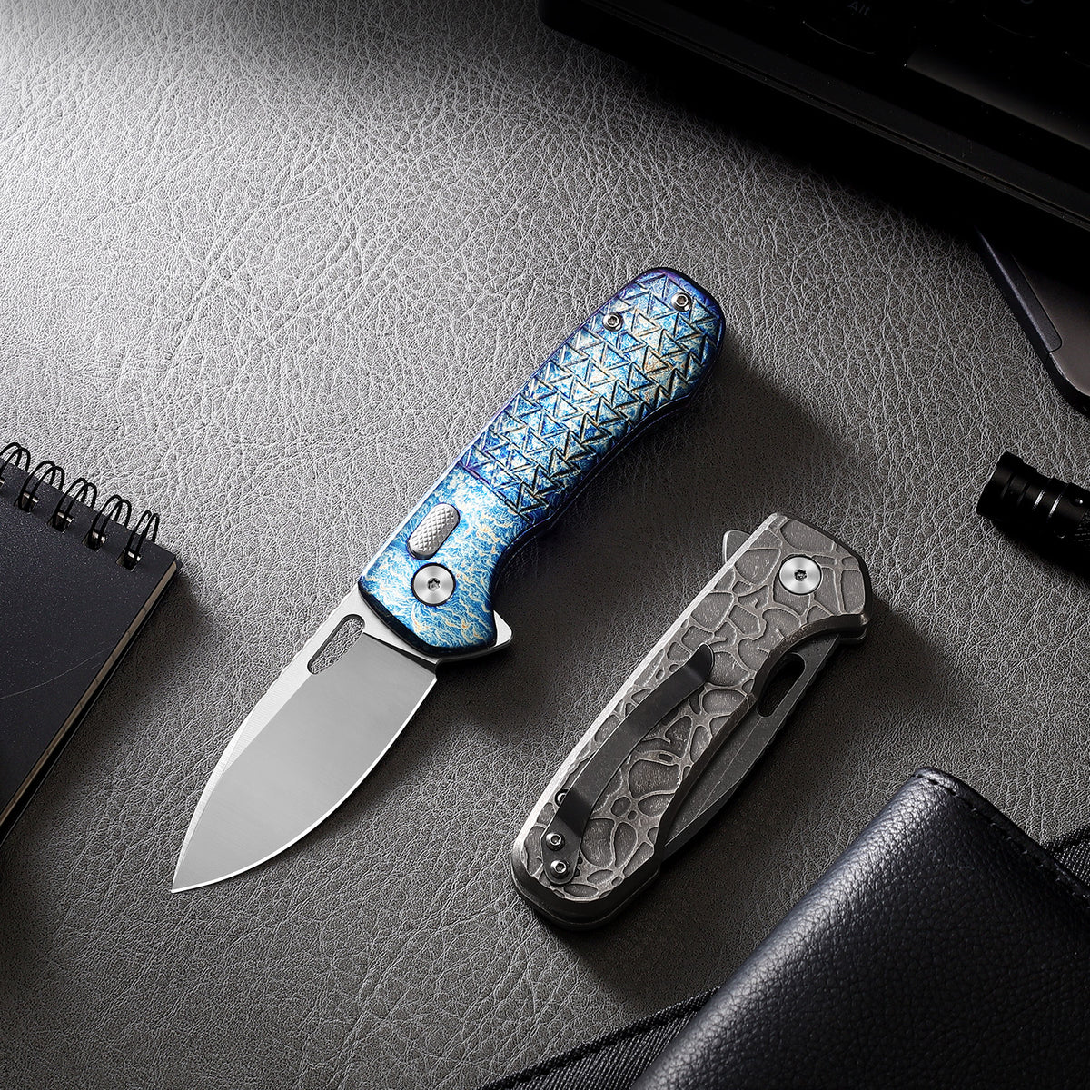 Pallas | Top Liner Lock | D2 Blade & Flamed Titanium Handle | PA-01