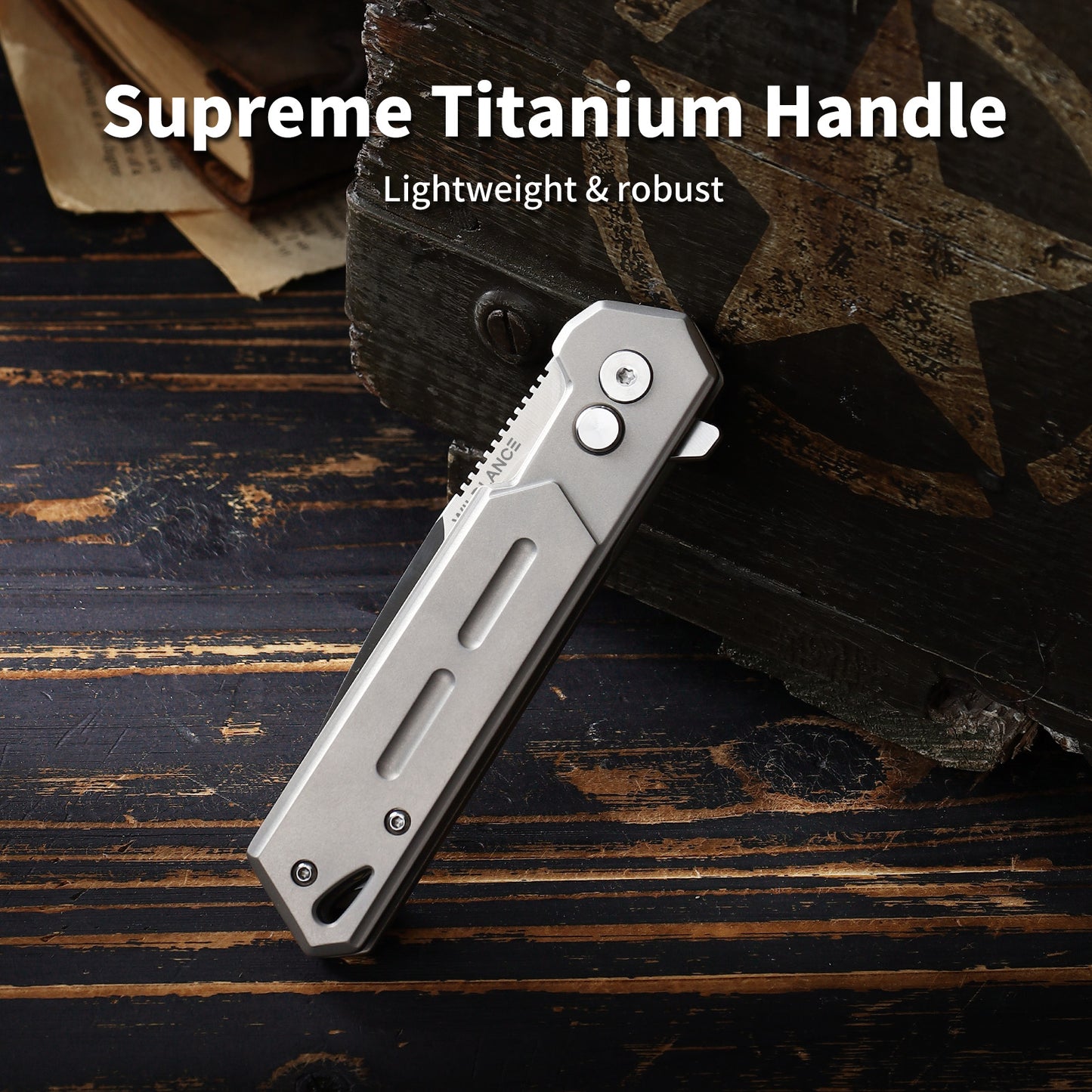 Ti-Swash | Button Lock | D2 Blade & Titanium Handle | TPK-04