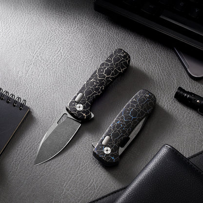Pallas | Top Liner Lock | D2 Blade & Cracked Ice Titanium Handle | PA-04