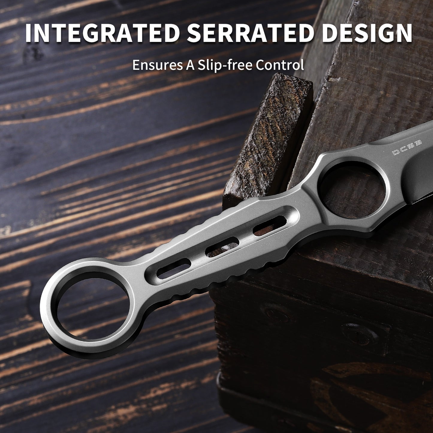 Quorix | Full Tang DC53 Blade | Titanium PVD Finish | Kydex Sheath | IB-01