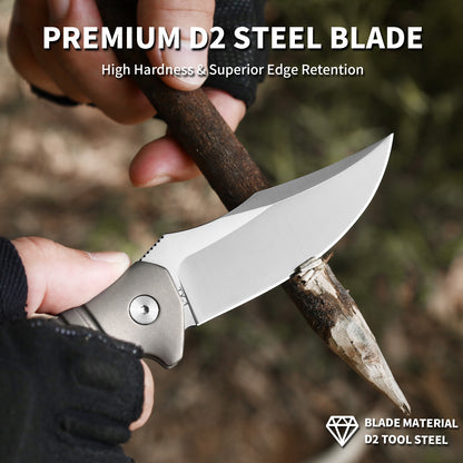 Ti-Swell | Button Lock | D2 Blade & Titanium Handle | TX-01