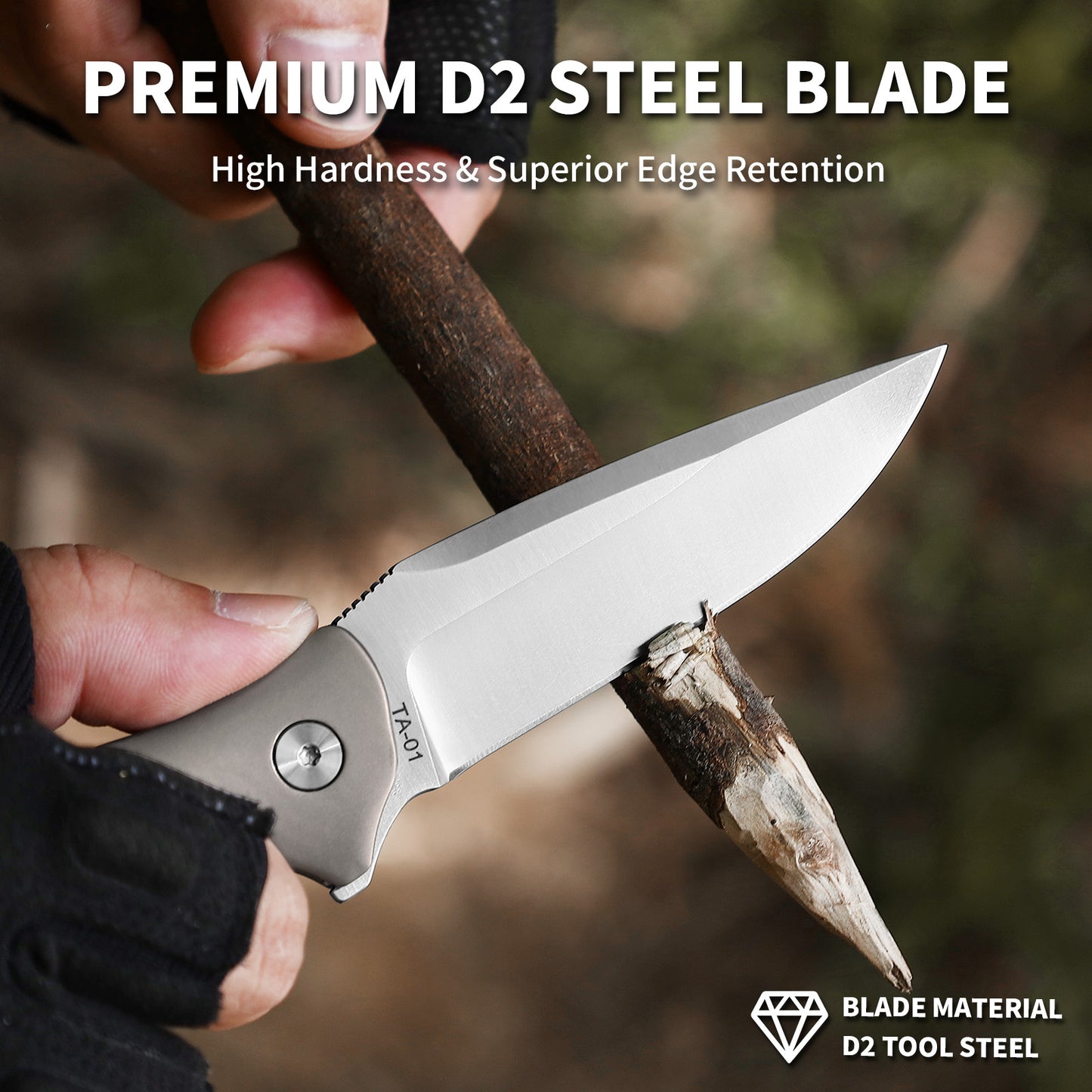 Ti-Drift | Button Lock | D2 Blade & Titanium Handle | TA-01