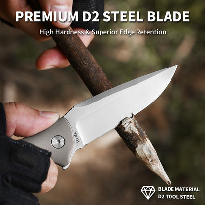 Ti-Drift | Button Lock | D2 Blade & Titanium Handle | TA-01