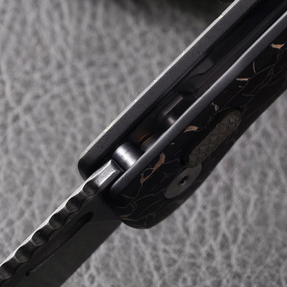 Pallas | Top Liner Lock | D2 Blade & Cracked Ice Titanium Handle | PA-03