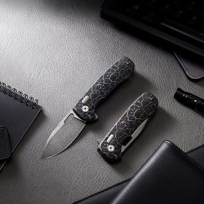 Pallas | Top Liner Lock | D2 Blade & Cracked Ice Titanium Handle | PA-03