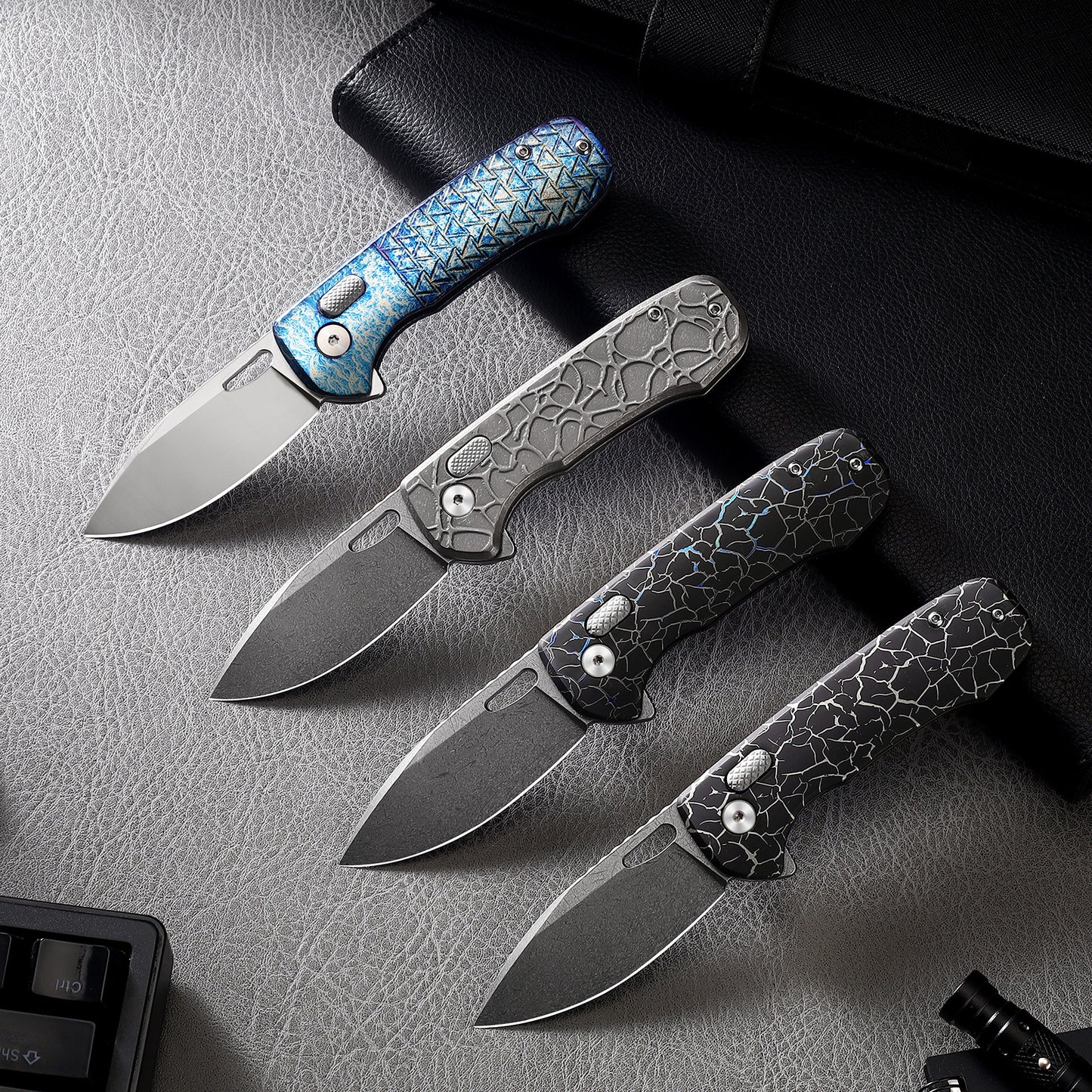 Pallas | Top Liner Lock | D2 Blade & Cracked Ice Titanium Handle | PA-03