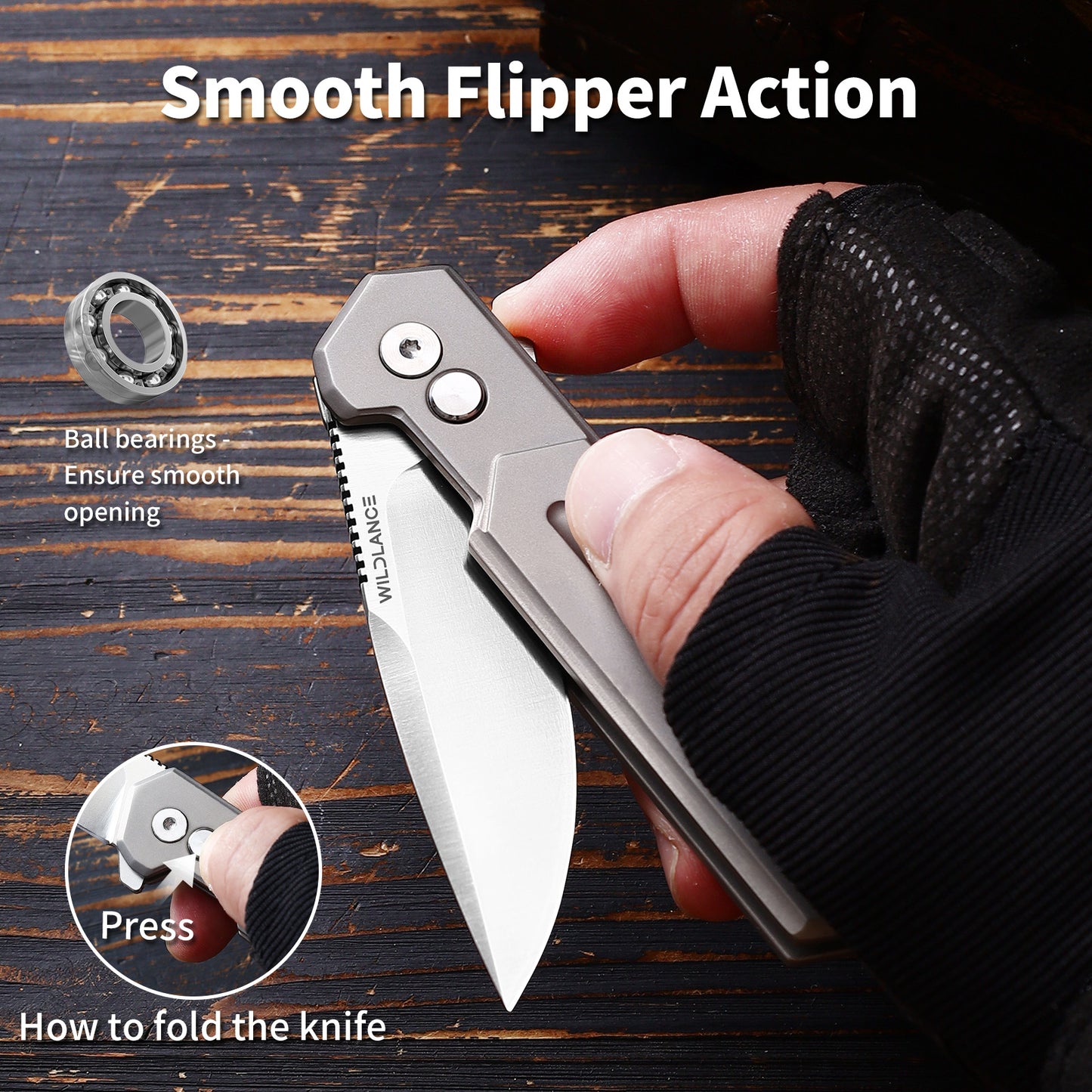 Ti-Swash | Button Lock | D2 Blade & Titanium Handle | TPK-04