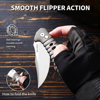 Ti-Swell | Button Lock | D2 Blade & Titanium Handle | TX-01