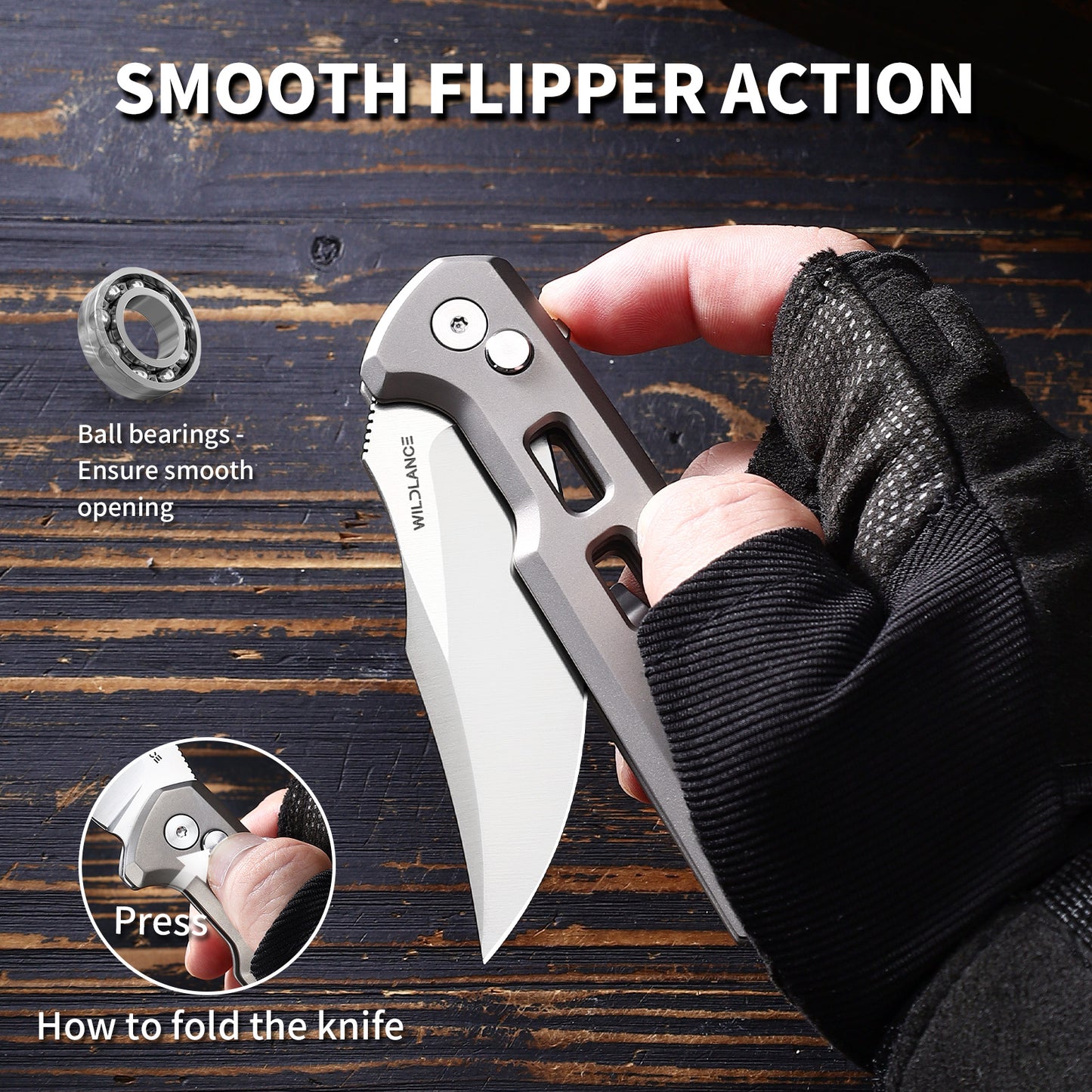 Ti-Tidal | Button Lock | D2 Blade & Titanium Handle | TX-02