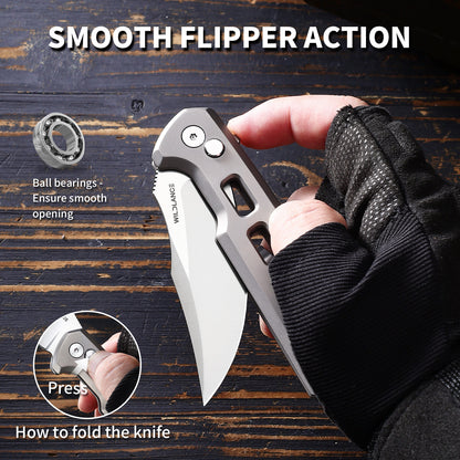 Ti-Tidal | Button Lock | D2 Blade & Titanium Handle | TX-02