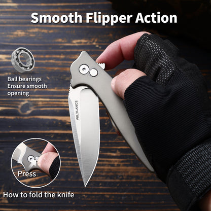 Ti-Surge | Button Lock | D2 Blade & Titanium Handle | TPK-01