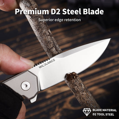 Ti-Swash | Button Lock | D2 Blade & Titanium Handle | TPK-04