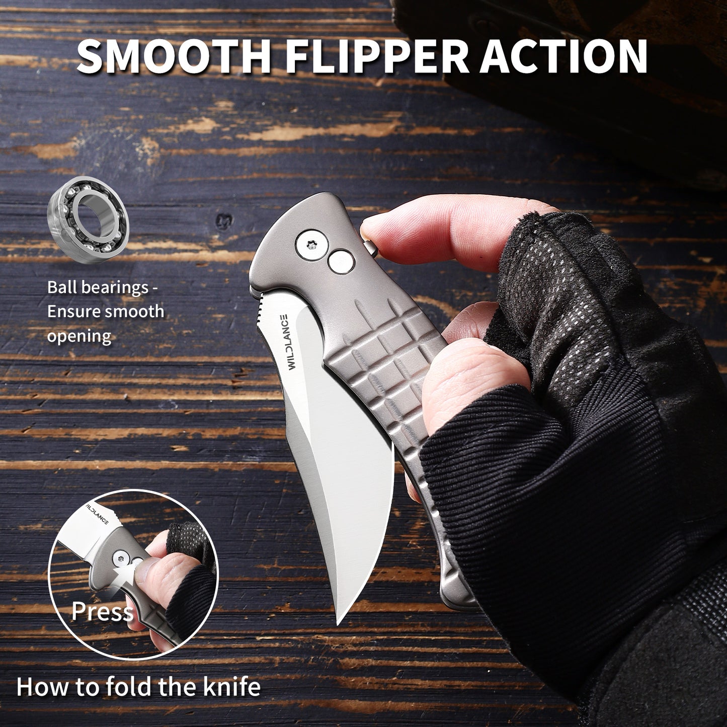 Ti-Reef | Button Lock | D2 Blade & Titanium Handle | TX-03