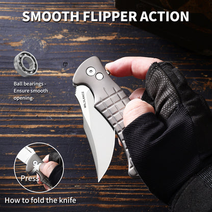 Ti-Reef | Button Lock | D2 Blade & Titanium Handle | TX-03