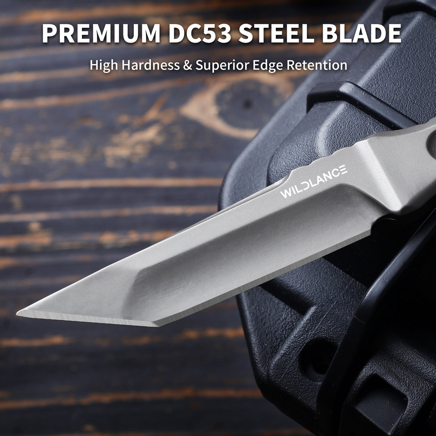 Silex | Full Tang DC53 Blade | Titanium PVD Finish | Kydex Sheath | BS-02