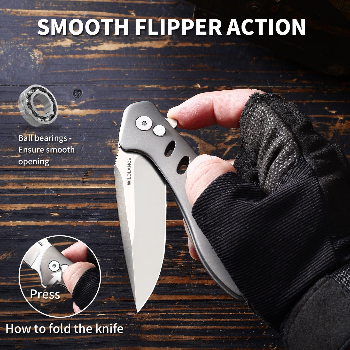 Ti-Flash | Button Lock | D2 Blade & Titanium Handle | TA-03