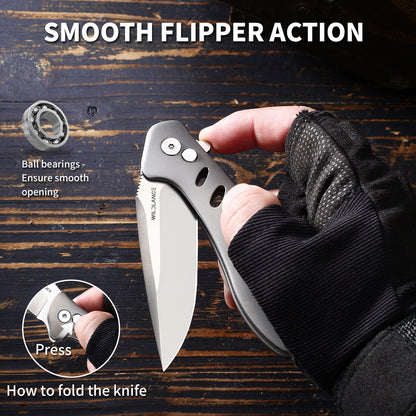 Ti-Flash | Button Lock | D2 Blade & Titanium Handle | TA-03