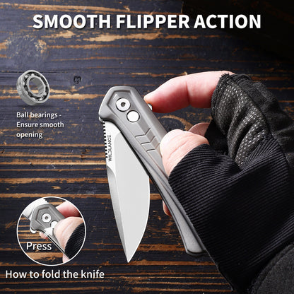 Ti-Flow | Button Lock | D2 Blade & Titanium Handle | TA-02