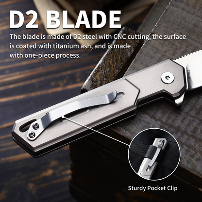 Ti-Swash | Button Lock | D2 Blade & Titanium Handle | TPK-04