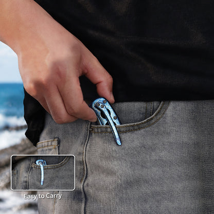 Riptide | Button Lock | D2 Blade & Flamed Titanium Handle | FTK-01