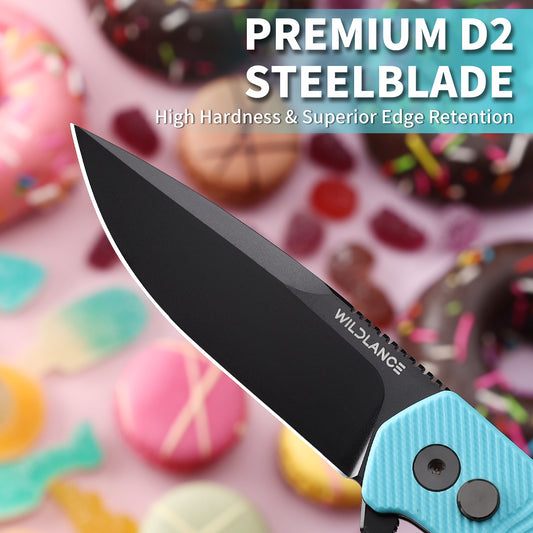 Azul | Button Lock | D2 Blade & Tiffany Blue G10 Handle | AZUL-01