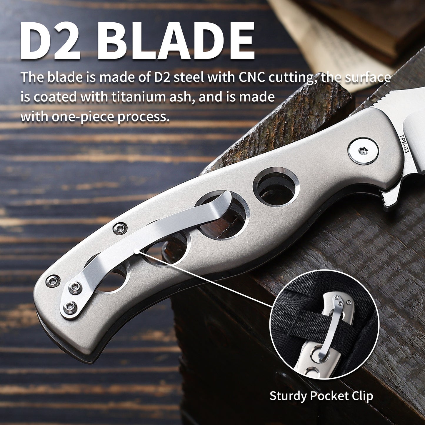 Torrent | Button Lock | D2 Blade & Titanium Handle | TPK-03