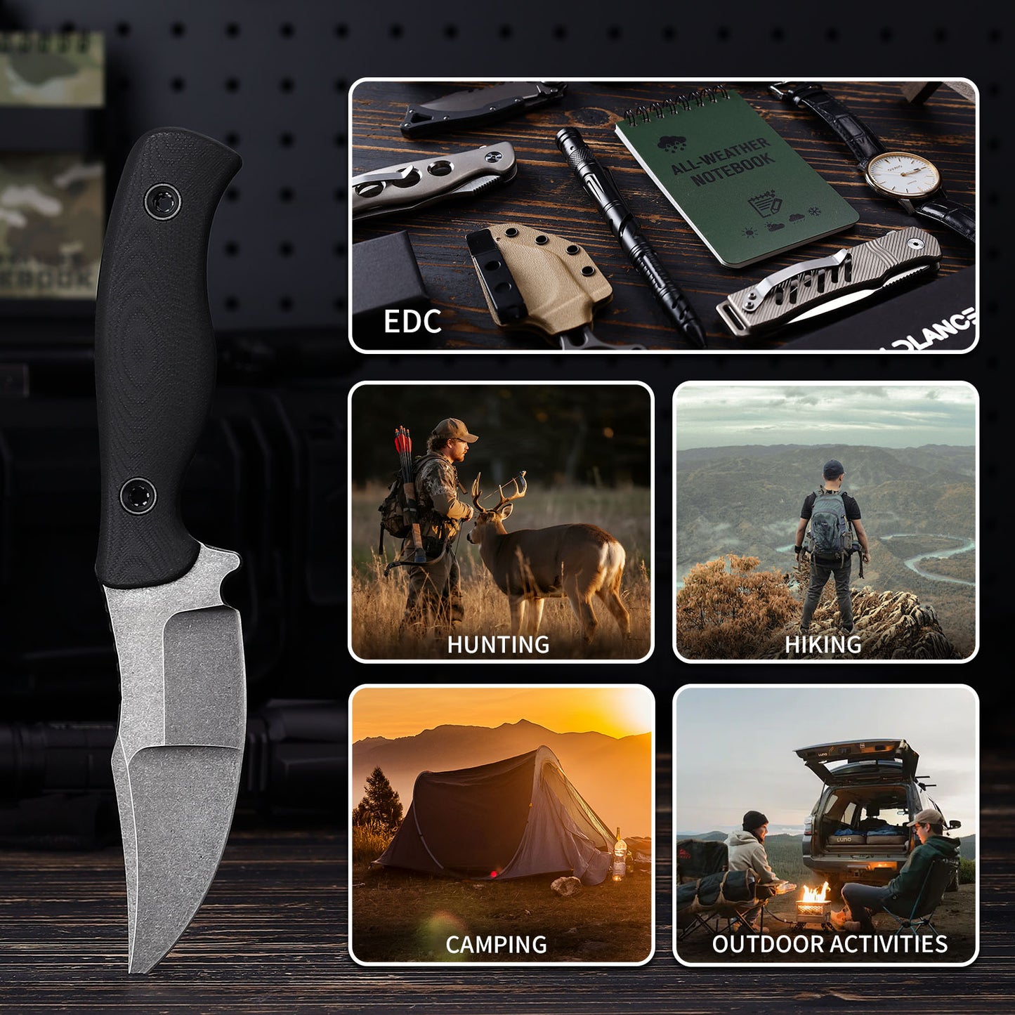 Vantor | DC53 Blade & Black G10 Handle | Stonewash Finish | FB-02